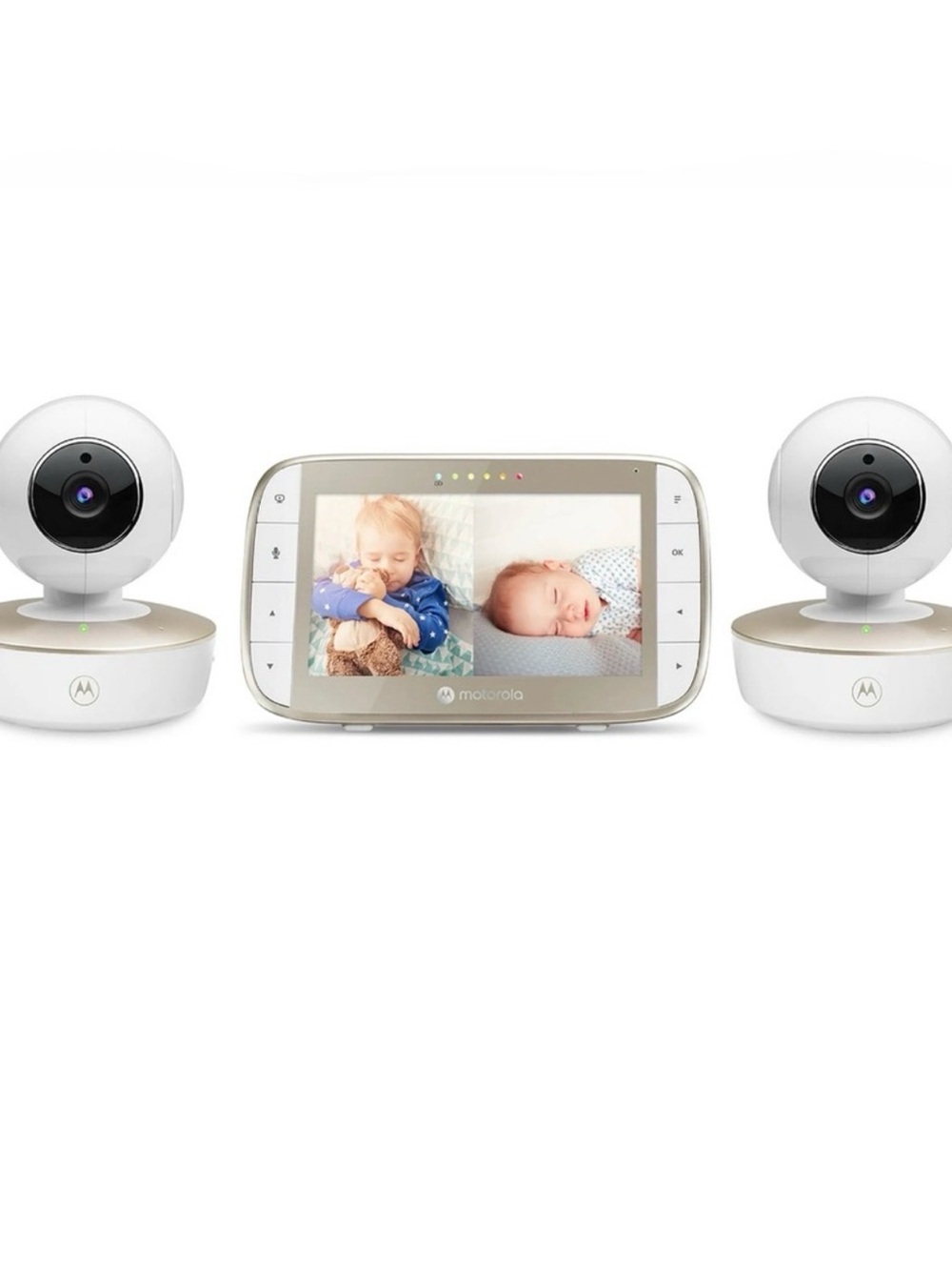 Motorola White and Gold Dual-Camera Baby Monitor with Color Display